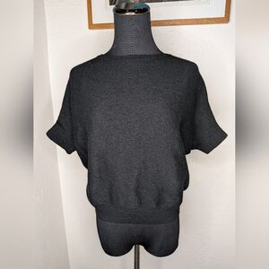 The Reset R Label Essential Pullover 100% Wool Dolman Sleeve Black Sweater S/M